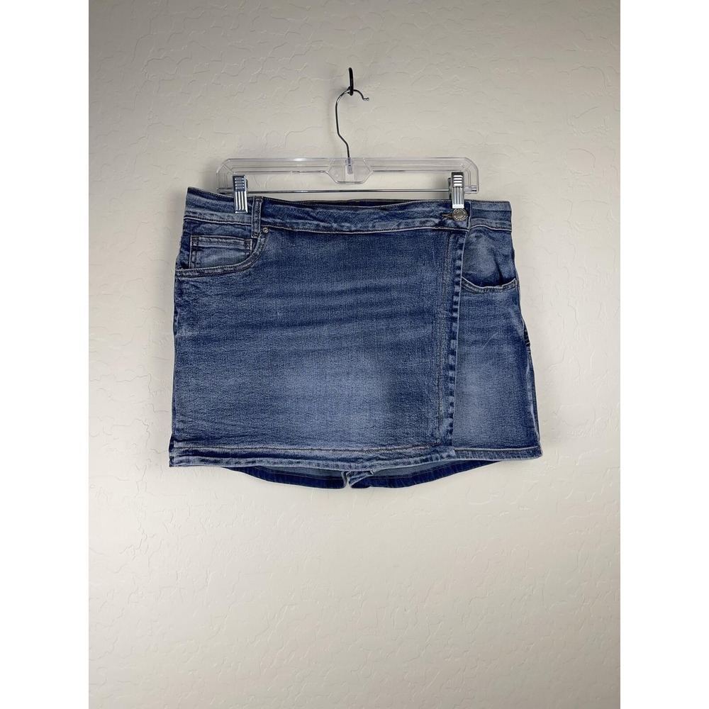 9th & Main Denim Skort Size 16 Blue Stretch Mid-Rise Cuffed Hem